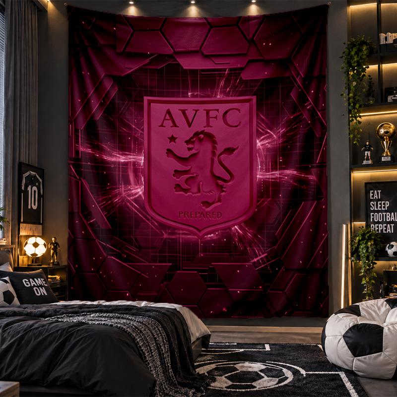 Wall Hanging Tapestry Aston Villa Football Print Cloth for Living Room Bedroom Home Decor