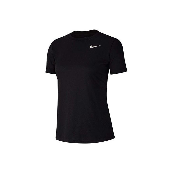 Nike Быстросохнущий свитер с круглым вырезом и логотипом, короткий рукав, футболка, женские топы, черный цвет AQ3210-010