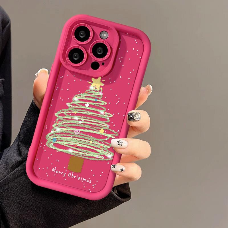 Рождественский чехол для iPhone 11 13 12 14 15 16 Pro Max XR XS Samsung A15 A55 A05 Redmi 12 13C OPPO A16 A18 Reno 11 Vivo Y17S Y12 infinix note 40