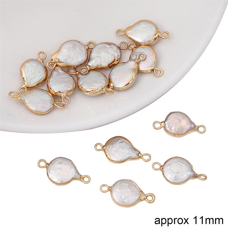 Натуральный пресноводный жемчуг, неправильная форма, золотая окантовка, двойные подвески для DIY ожерелья, браслета, серег, изготовления ювелирных изделий