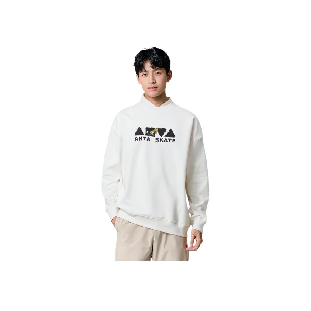 Anta Стиль жизни Серия National Trend Print Свободный круглый вырез Повседневный длинный рукав Толстовка Мужская толстовка Ivory 152448713N-1