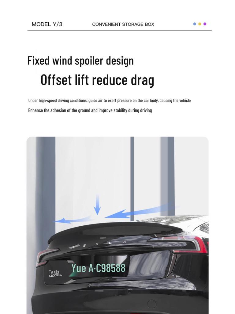 Tesla Model Y/3 High-Performance Rear Wing Carbon Fiber Accessory - 2025 Version
