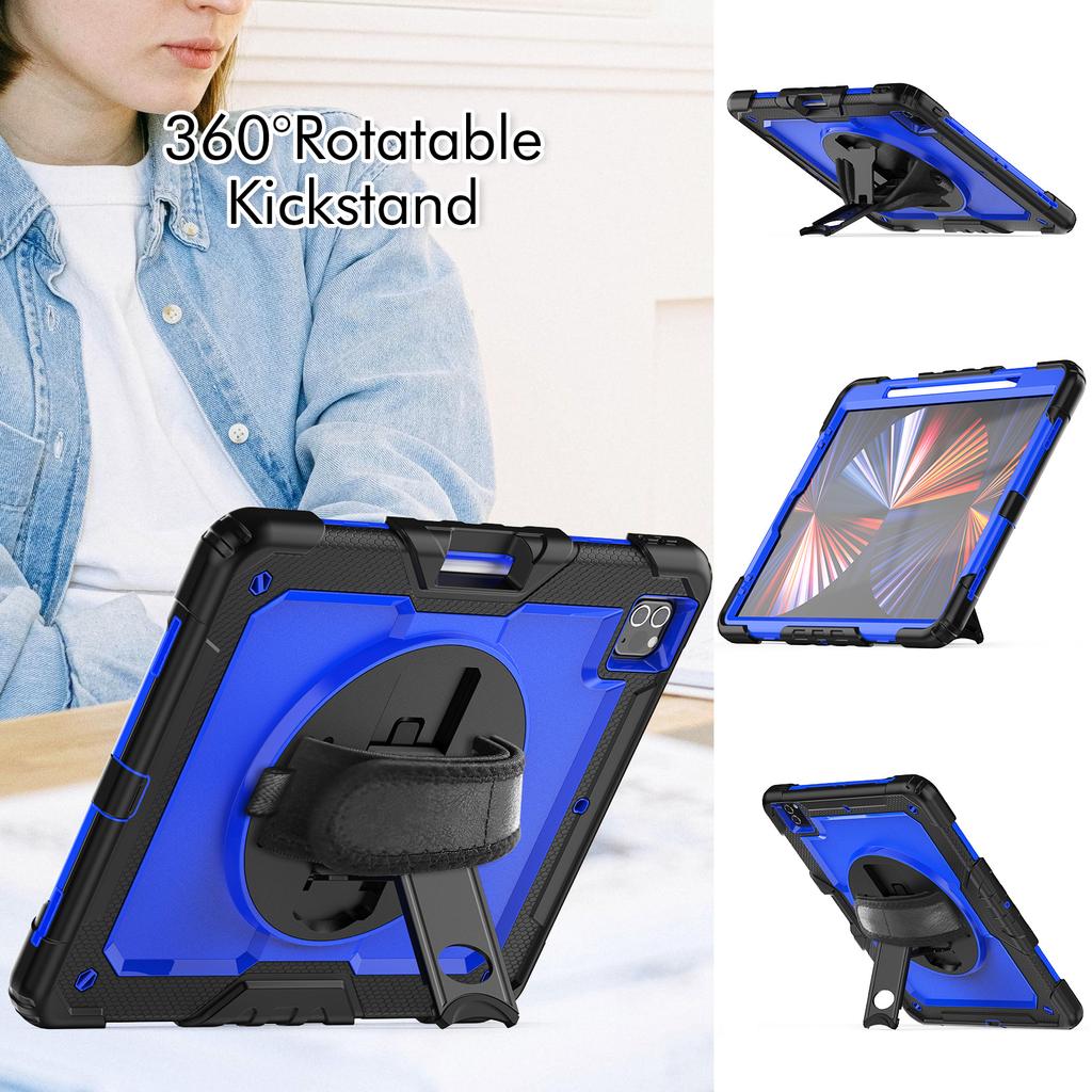 Armor Stand Case Universal for IPad Pro12.9 2018 2020 2021 2022 3rd 4th 5th 6th Gen Hybrid Cover with Screen Protector 3-Layers