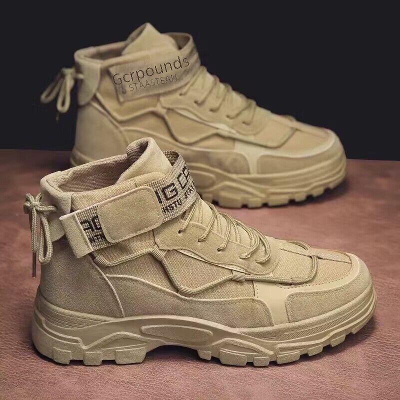 Мужские ботинки Martin на весну/осень — повседневная рабочая одежда с высоким берцем, корейский британский стиль.