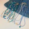 Blue Pearl Rice Bead Irregular Necklace Summer Small Fresh Love Collarbone Chain 2025 New Item Necklace Women