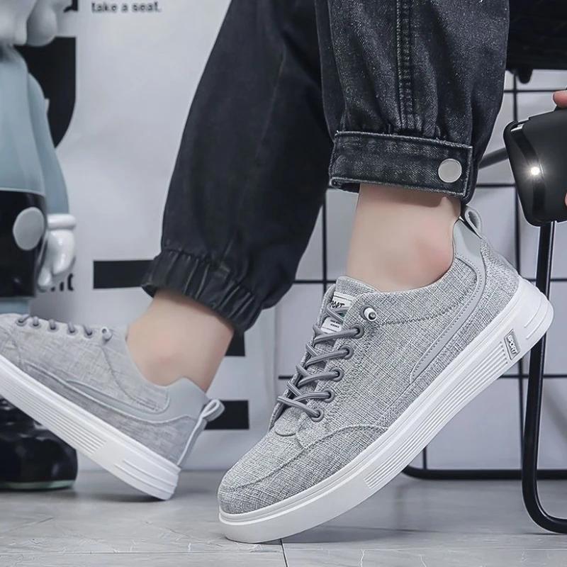 Мужская обувь в корейском стиле, парусиновая, минималистичная, на шнурках, повседневная обувь для мужчин, дизайнерская, роскошная, для хайкинга, тренд 2025, распродажа кроссовок