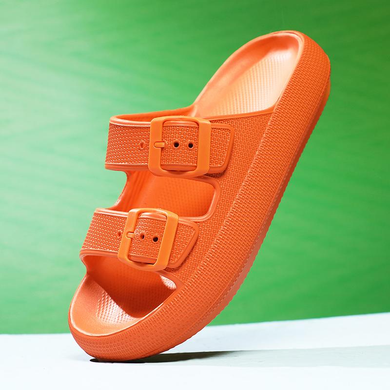 2024 Летние тапочки из ЭВА для женщин, мягкие пляжные сандалии на толстой платформе, женские шлепанцы, дизайн, желтый, розовый, утолщение