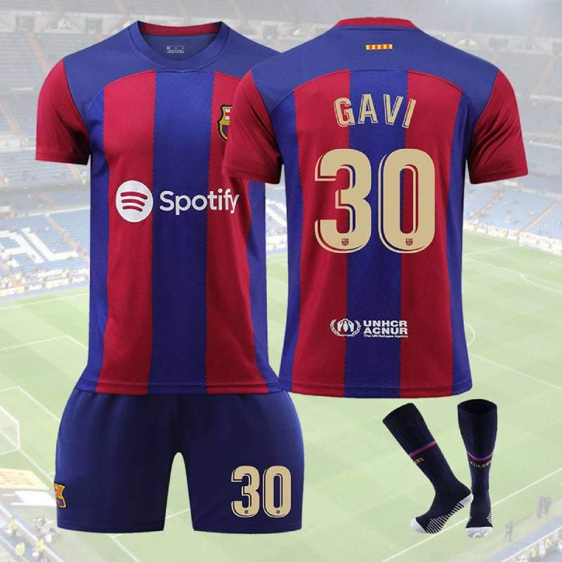 Премиальный домашний футбольный комплект «Барселоны» 2324 9 Левандовски 7 Де Йонг 8 Педри 30 Гави Джерси