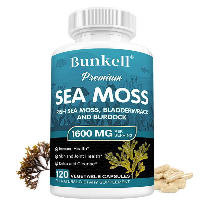 Sea Moss Dietary Supplement, With Organic Bladderwrack Powder, 120 Capsules Per Bottle