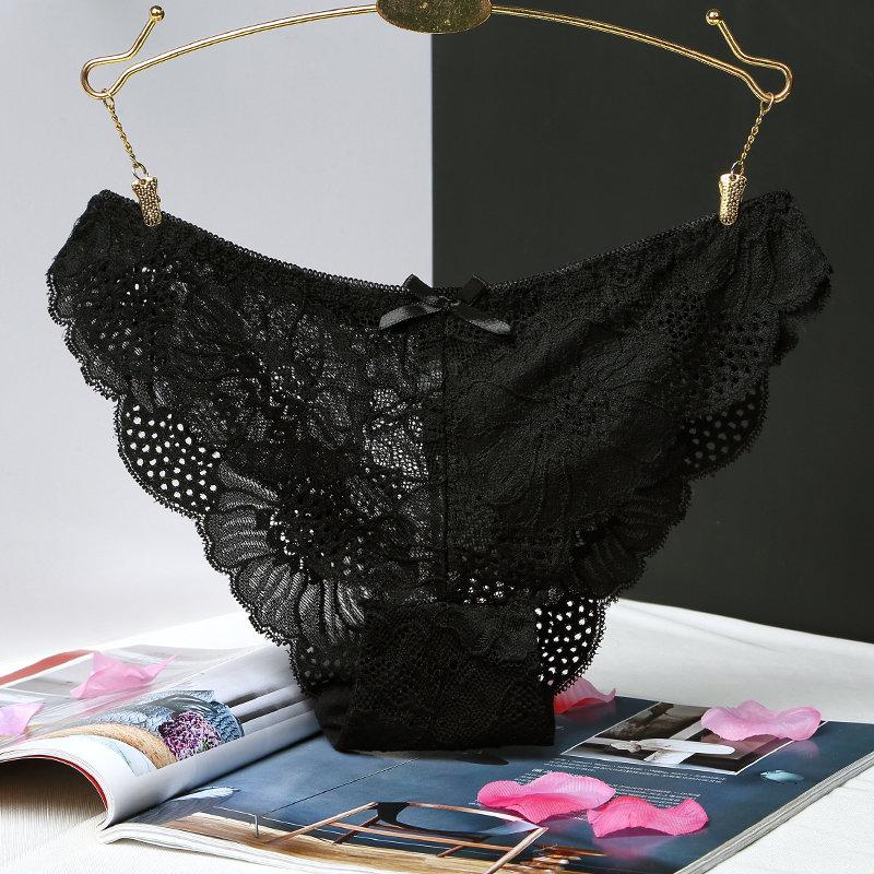 1Pcs Sexy Lace Transparent Briefs Underwear For Woman Female Low-Rise Panties With Bow Women's Underwear Intimates