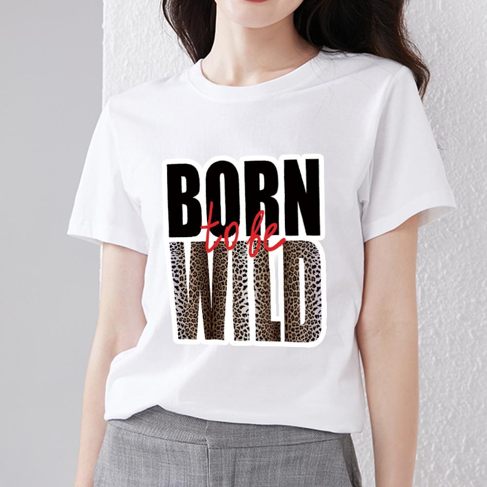 Классическая футболка Street Trend, тонкий женский универсальный универсальный топ с тигровым леопардовым принтом, повседневный удобный дышащий топ с короткими рукавами и круглым вырезом