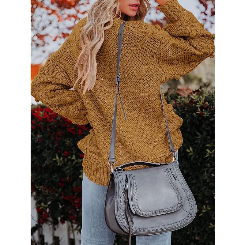 Autumn and winter new hairball knitted sweater loose long sleeve pullover sweater women's clothing