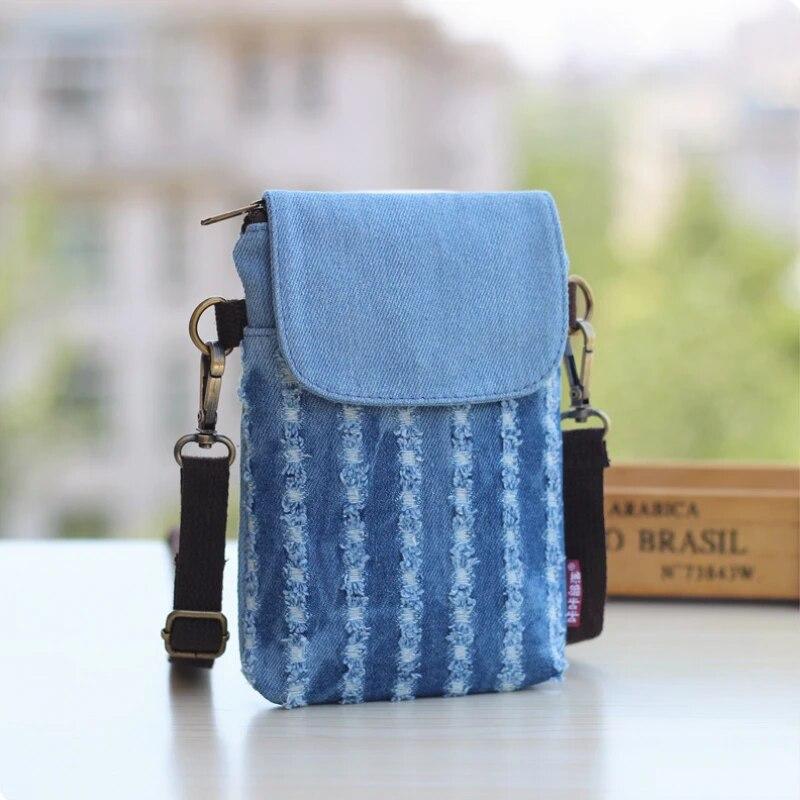 Denim 3-layer Women's Mini Messenger Mobile Phone Bag Case Shoulder Bag Purse Pouch Handbag Wallet Women's Bag Tote Bag