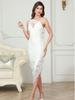 High-End White Lace Slimming Dress - European & American Style Birthday Dress for Women