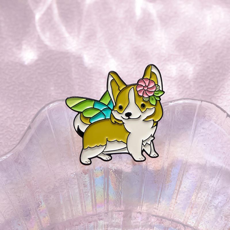 Charming Alloy Brooch In Cute Dog Design From Cartoon Animal Butterfly Series For Trendy Outfits