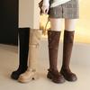 Over-knee Boots Women's Thick-soled Inner Height Increase Merad Long-tube Boots Thick-soled Large-tube Circumference Widened Fat Mm Large Size
