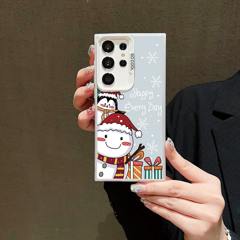 Рождественский лазерный чехол для телефона с астронавтом для iPhone 15 14 Pro Max 13 12 11 Samsung S23 S22 Ultra A54 A53 Противоударный задний чехол с рисунком оленя и Санта-Клауса