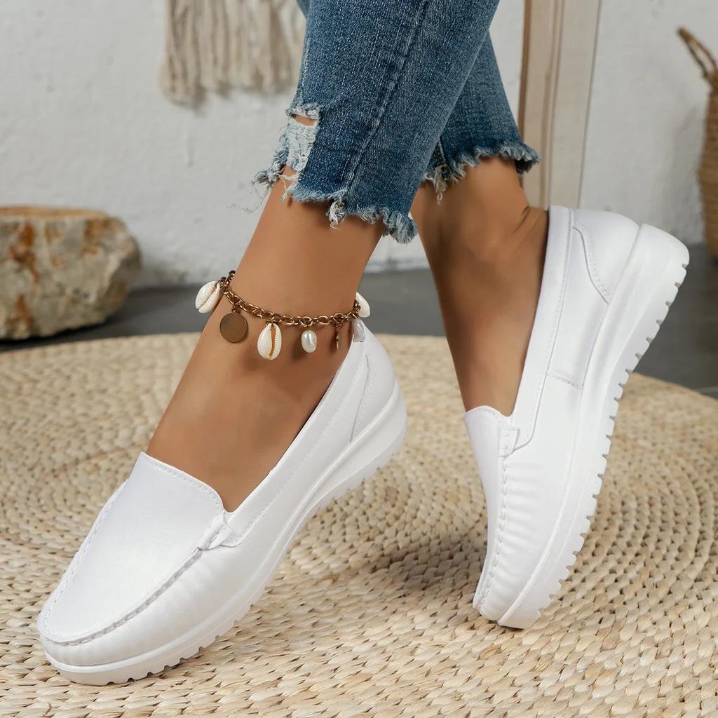 Autumn Nurse Shoes Women Comfortable Soft Sole Breathable Non-slip Flat Heel Thick Sole Work Small White Single Shoes Sneakers