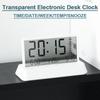 Digital Alarm Clock Transparent Electronic Desk Clocks with Date Temp Large Display Screen Table Clock for Home Office 12/24H