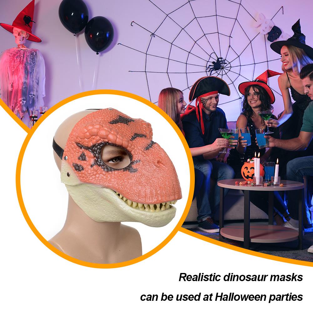 Halloween Cosplay Dino Mask Natural Latex Dinosaur Toys Head Moving Jaw Raptor Dinosaur Mask Best Gifts for Party Masquerade for
