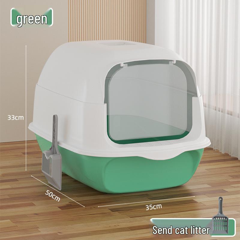 Extra Large Enclosed Cat Litter Box with Handle - Anti-Splash, Odor-Proof Design.