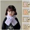 Korean Style Anti-Cold Neckerchief Solid Color Kids Plush Scarf Sweet Bowknot Scarf Outdoor