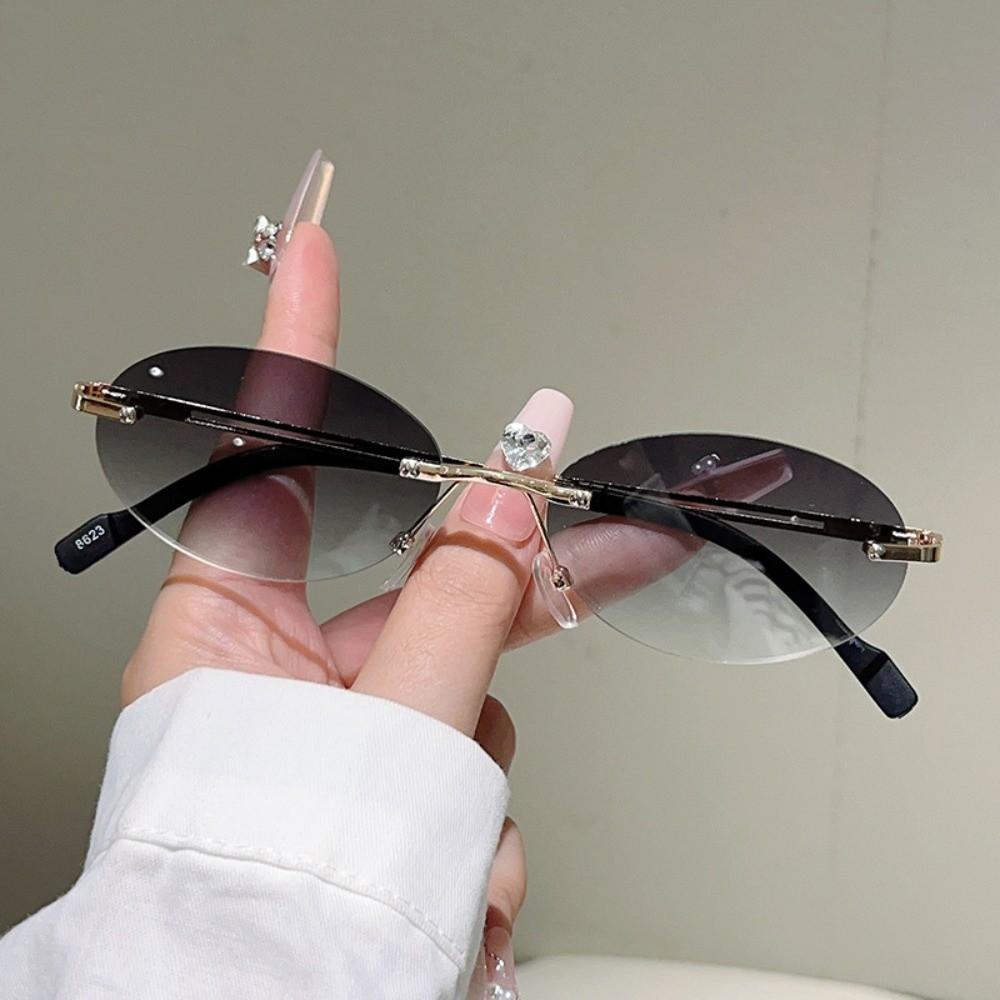 UV400 Protection Oval Sunglasses Rimless Design Sun Glasses Classic Eyeglasses  for Women & Men