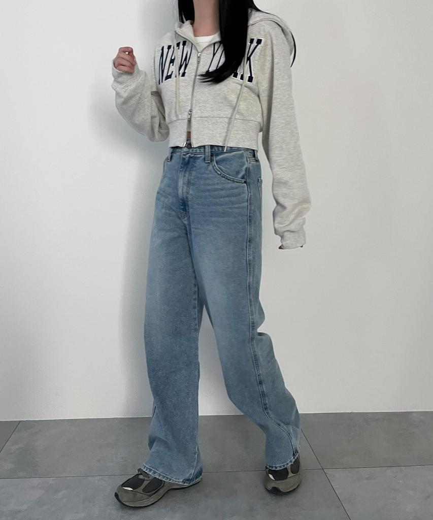 WEGO Деним Деним Длинный Тип размера B Светлый деним Женские брюки, Брюки прямого кроя, Джинсы, Низ, Брюки, Простой, Повседневный, Стильный, Подарок, Классический,