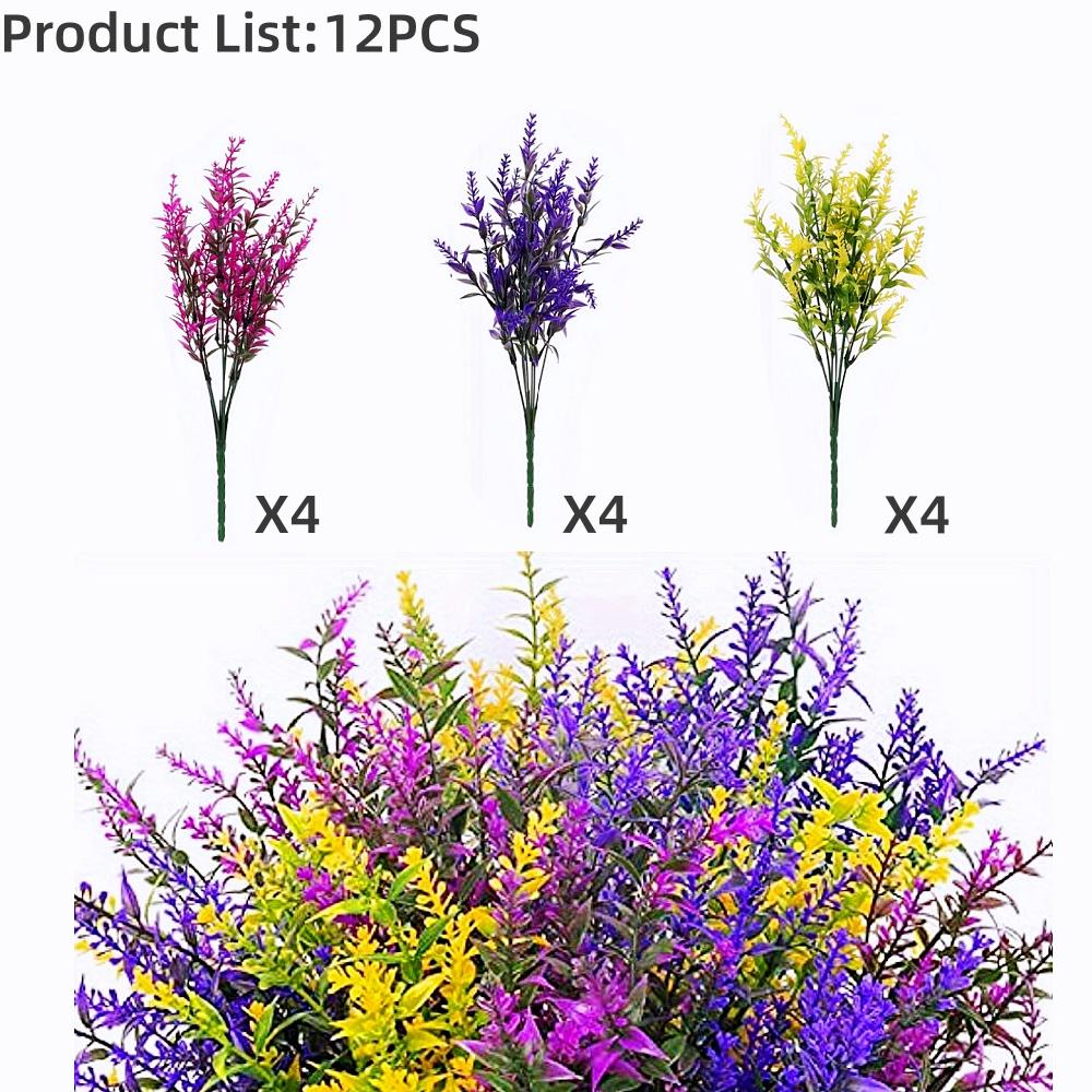 UV-Resistant Artificial Lavender Bouquets - Vibrant  Floral Arrangements for Outdoor Garden, Porch, Window Sill, Home Decor