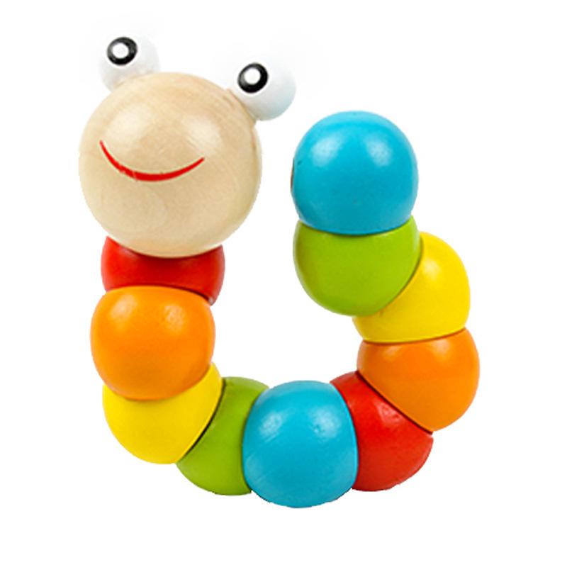 Colorful Wooden Twisty Caterpillar: Educational Toy for Toddlers