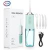 Og'iz irrigatori Portativ tish ipi USB orqali quvvatlanadigan suv oqimi tish ipi 4 ta oqim uchi 220 ml 3 rejim IPX7 1400 ayl/min