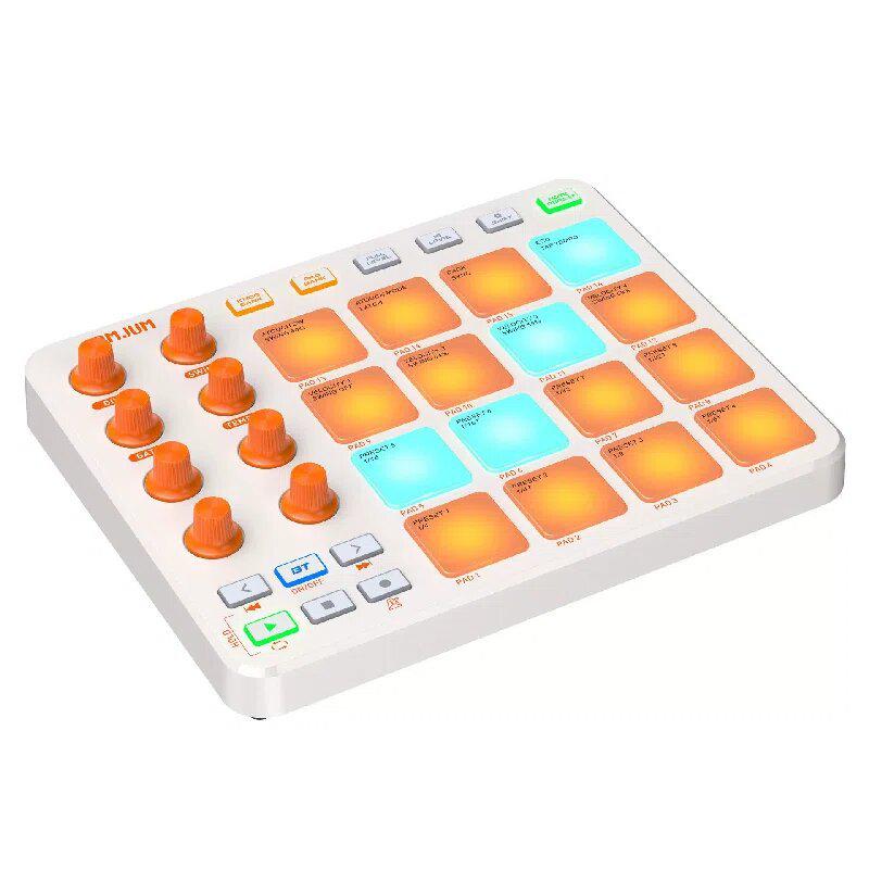 Portable 16-Key MIDI Controller Pad: Mini Bluetooth Music Keyboard with Built-in Battery