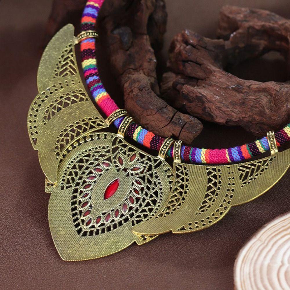 3Pcs/Set Braided Rope Bohemian Necklace Ethnic Style Leisure Necklace Indian Choker Ladies