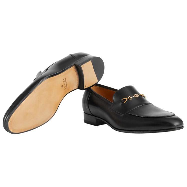 Gucci Женские лоферы Interlocking Jakarta, черный цвет, артикул 669816 1W600 1000