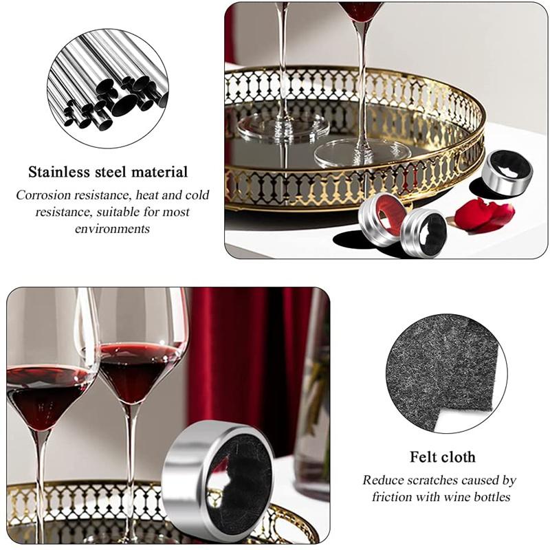 Stainless Steel Wine Bottle Collars Drip Ring Velvet Lined Anti-overflow Wine Drip Catcher for Home Bar Restaurant Outdoor Party 7