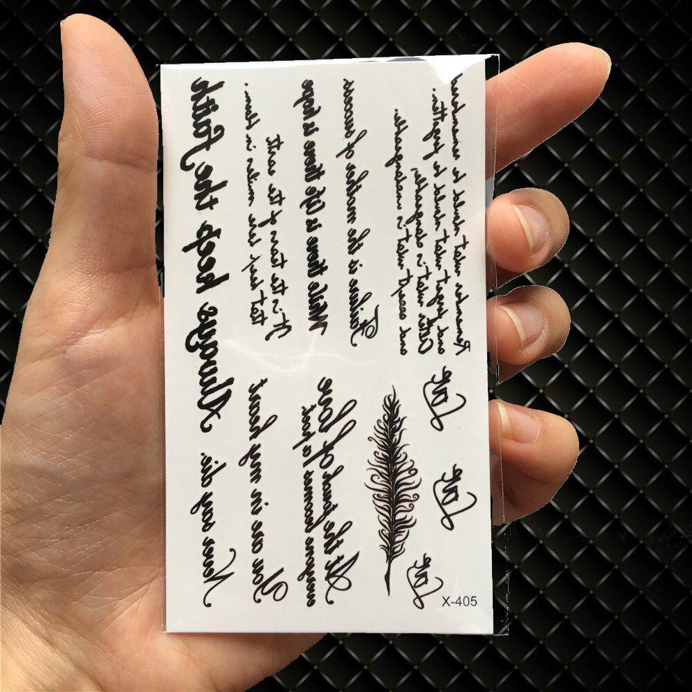 1PC Sexy Feather Words Black Letter Temporary Tattoo Body Art Drawings Sticker Hand Tatoo Childrens