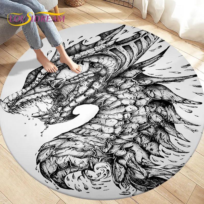 3D мультяшный коврик с загадочным драконом, круглый ковер для гостиной, спальни, украшение дивана, детский нескользящий напольный коврик для игр