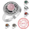 Кольцо из стерлингового серебра 925 пробы Женское Драгоценный камень Ручная работа Ювелирные изделия Рождественский подарок Малахит Лунный камень Розовый кварц Красный камень Дымчатый топаз Тигровый глаз Костюм