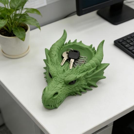 Подставка для ключей "Голова дракона" 3D-печать, пепельница-дракон, фэнтезийный лоток для хранения, органайзер для прихожей, рабочего стола для ключей, монет, украшений