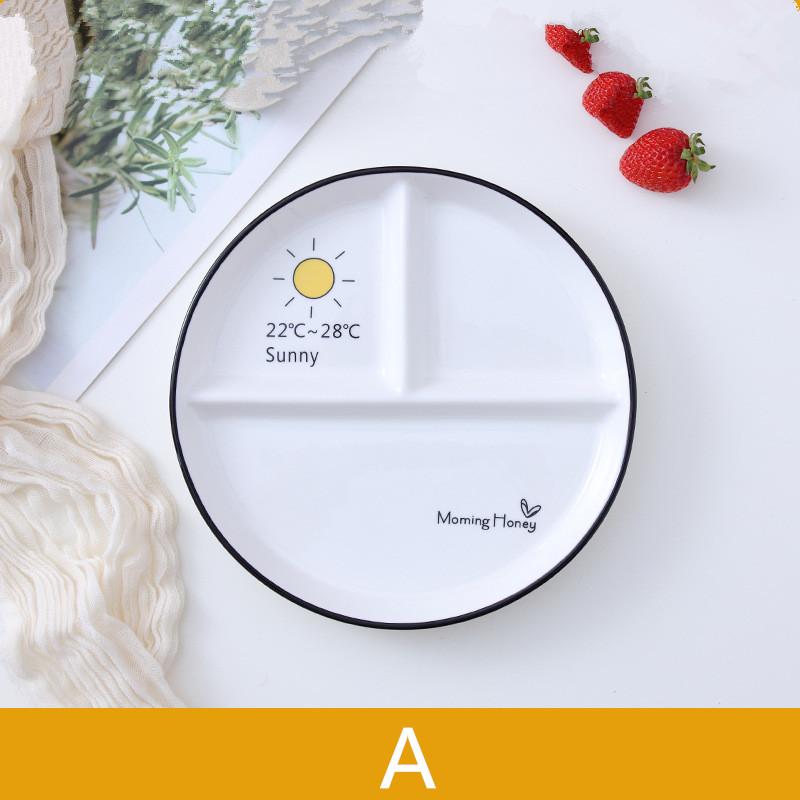 Скандинавская круглая тарелка-перегородка на одного человека, керамическая тарелка для фруктов, дим-самов, детская обеденная тарелка, тарелка с 3 секциями, тарелки для завтрака, фаст-фуда