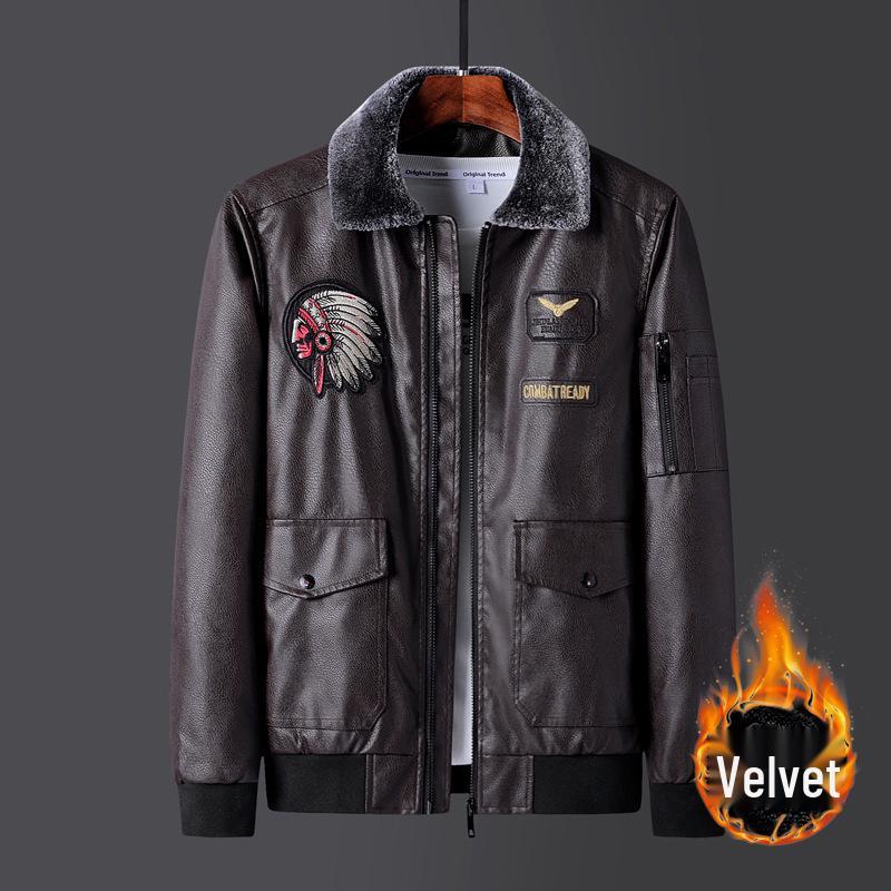 Мужская кожаная бейсбольная куртка большого размера с вышивкой и бархатом, модная весенне-осенняя верхняя одежда.
