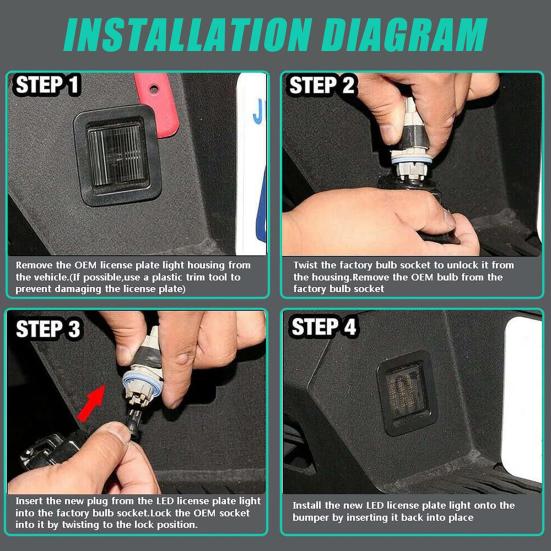 2шт светодиодные фонари номерного знака супер яркие высокие люмены IP68 водонепроницаемые универсальные простая установка