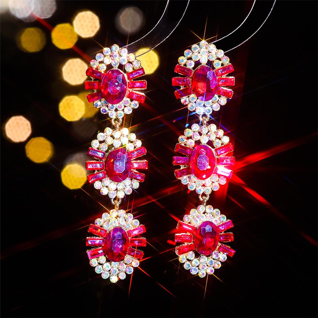 Трансграничные украшения, модные длинные серьги со стразами из стекла, серьги-пусеты в виде цветка с темпераментом суперженщины, серьги для ушей.