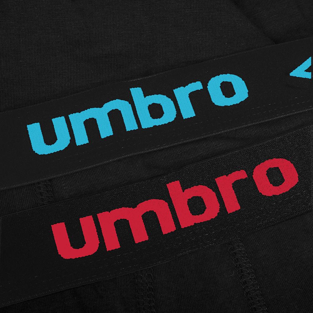 UMBRO Men’s Boxer Briefs 4-Pack, Black Cotton Underwear with Colorful Logo