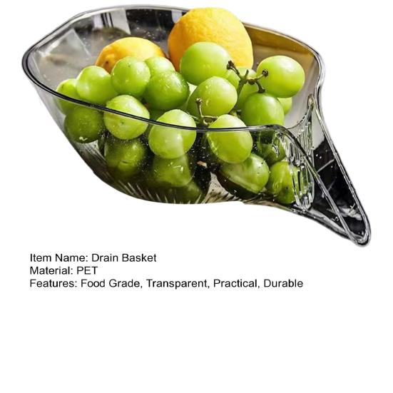 Корзина для сушки фруктов со съемным ситом, пищевая, без BPA, прозрачная, для чистки фруктов, кухонная раковина, улавливатель еды, сушилка