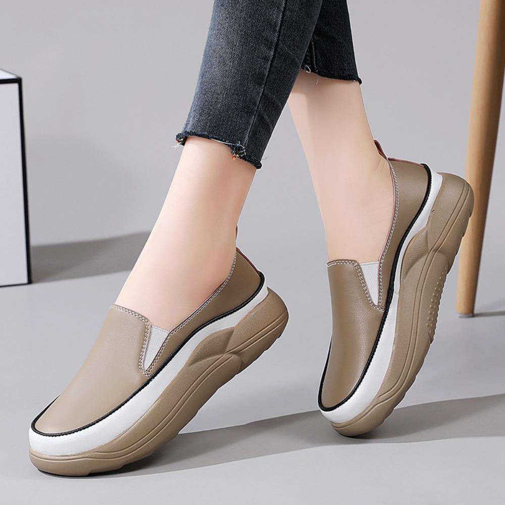 Повседневные белые туфли с толстой подошвой и цветными блоками, Le Fu Shoes