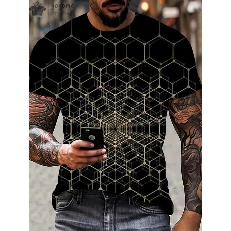 Мужская футболка с короткими рукавами с абстрактным хип-хоп-трендом Visual Illusion, напечатанная на 3D-принте, модные футболки с градиентом
