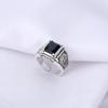 Simple New Retro Personalized Fashion Black Crystal Men's Ring Creative Trend Niche Finger Ring Street Men Party GiftAccessories