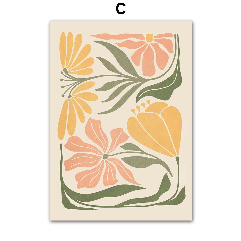 Абстрактный Цветочный Рынок Пион Маргаритка Листья Настенное Искусство Холст Живопись Винтажные Постеры И Принты Картина для Гостиной Домашний Декор