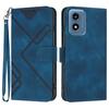 For Motorola Moto G Play (2024) 4G Wallet Case Line Imprinted PU Leather Phone Cover with Strap